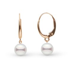 The Muse, Akoya Pearls, Round Shape, Muse, Solid Gold, Pearl Earrings, White Gold, Yellow Gold, Japan