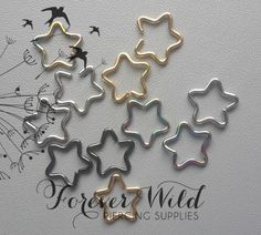 six star shaped cookie cutters on top of a white background with the words forever wild in