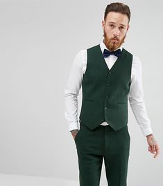 Wedding Ideas By Colour: Green Groom’s Accessories - Waistcoats | CHWV Vest Outfits Ideas, Green Suit Vest, Green Vest Outfit, Suit Vest Men, Suit Vest Women, Asos Wedding, Mens Suit Vest, Green Vest