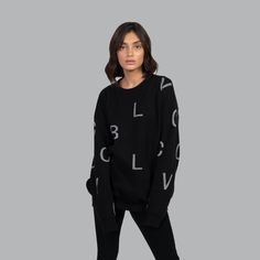 The Blvck 'Letters' Sweater features an enlarged version of the Blvck monogram, covering the sweater.Made partly from cashmere, the sweater is super soft to the touch and perfect for everyday wear.True to size Fit. Model is wearing a size M and is 173cm. Fabric: 20% cashmere, 10% viscose , 70% cotton Blvck Paris, Black Side, Letter S, Clothing And Accessories, Black Hoodie, Sweater Hoodie, All Black, Adidas Jacket, The Black