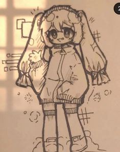 a drawing of a girl in a raincoat