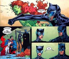 the batgirl and catwoman are talking to each other in this comic strip,