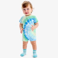 Baby pocket shortie in tie-dye Spiral Tie Dye, Mix And Match, Sunny Days, Little One, Tie Dye, Vibrant Colors, Dye, Rainbow