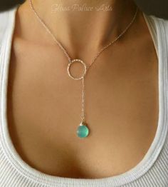 Silver Lariat Necklace - Aqua Chalcedony Gemstone Necklace Gemstone Lariat Necklace, Silver Lariat Necklace, Lariat Necklace Silver, Chalcedony Necklace, Jewellery Sets, Aqua Chalcedony, Modern Necklaces, Bridesmaid Necklace, A Necklace