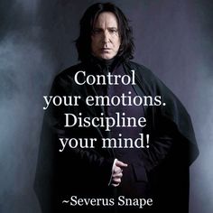 a man in a black robe with the words control your emotions, displine your mind