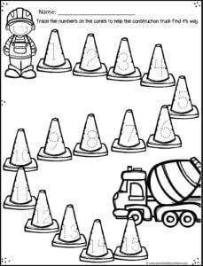 a worksheet for children to learn how to draw traffic cones