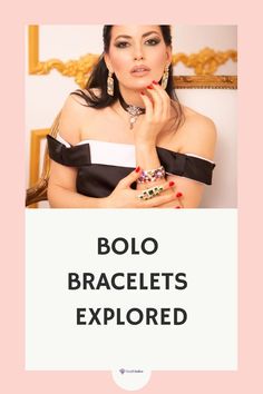 Woman in elegant attire showcasing various bolo bracelets, hinting at an exploration of their design and style. Color Matching