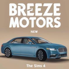 a blue car with the words breezeze motors next to it