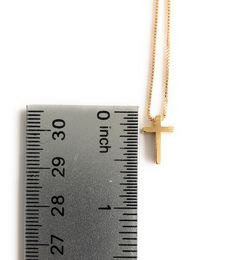 "Dainty Cross Necklace This is a delicate and minimalist 24K gold plated box chain with a 24k gold plated dainty cross through it. It is adjustable from 17.5\" to 19.5\" / 45cm to 50 cm This simple piece would be a perfect accessory for a bride, first communion, confirmation or as an everyday necklace that goes with anything. This necklace is designed to be worn all day. DETAILS: Necklace length: 17.5\" / 45 cm plus 2\" extension chain 24K Gold plated charm Cross measures: 0.5\" / 1 cm It is car Gold Crucifix Charm Necklace In Minimalist Style, Gold Minimalist Crucifix Charm Necklace, Minimalist Gold Crucifix Charm Necklace, Elegant Cross Necklace With Box Chain For Gift, Simple Gold Cross Necklace As A Gift, Minimalist Gold Cross Necklace As Gift, Gold Cross Necklace With Delicate Chain As Gift, St Jude Necklace, Cross Necklace Gold