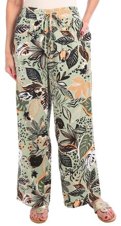 Foliage Print, Cropped Pants Women, Flare Pant, Flare Pants, Cropped Pants, Fashion Pants, Wide Leg Pants, Stretch Fabric, Elastic Waist