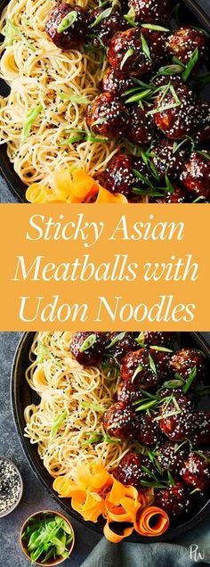 Sticky Asian Meatballs with Udon Noodles | Recipe | Asian recipes, Recipes, Asian meatballs Sticky Asian Meatballs, Meatballs Noodles, Koreansk Mad, Asian Meatballs, Udon Noodles, Asian Flavors, Pork Dishes, Asian Cooking, Asian Dishes