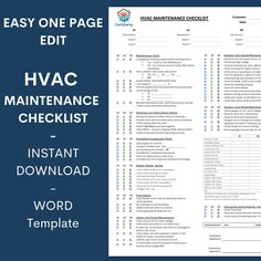 the hvac maintenance checklist for word and excel