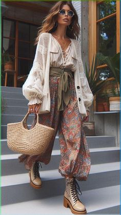 it can make all the difference Creative Woman Outfit, Tailored Boho Fashion, Boeheim Outfits, Romantic Nomad Style, Hot Weather Boho Outfits, Professional Bohemian Outfits, Elegant Boho Fashion, Bohemian Style Outfits Summer, Japan Women Outfit