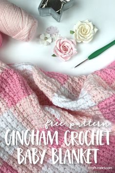 gingham crochet baby blanket Gingham Crochet Pattern, Gingham Crochet, Crochet Baby Blanket Pattern, Crochet Baby Blanket Free Pattern, Crochet Lovey, Crochet Pink, Easy Crochet Baby Blanket, Easy Crochet Baby, Basic Crochet