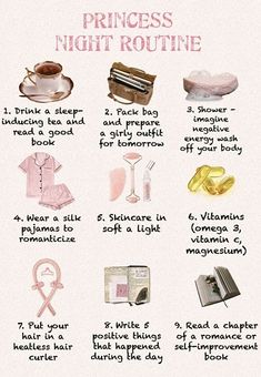 Princess Night Routine, Night Care Routine, Studera Motivation, Pampering Routine, Practicing Self Love, Self Care Bullet Journal, Vie Motivation, Routine Planner, Evening Routine