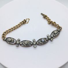 Victorian 14K Gold Silver Antique 5 Carat Diamond Bracelet 18.9 gr 7.25 inch          4 panels of 11 Diamonds each          3 mid-panels of 3 Diamonds each          53 old European Cut diamonds          7 pieces at .20 Carat each 1.4 carat          14 pieces of .15 Carat each 2.10 carat          32 pieces of .05 Carat each 1.60 carat Approximately 5.10 say 5 Carat total weight of Old European Cut Diamonds  Bead Set on silver and 14 K gold Panels 1/2 inch wide by 3/4 inch long American workmanshi Platinum Diamond Wedding Band, Green Sapphire Ring, Bead Set, Diamond Chain, European Cut Diamonds, Chain Link Bracelet, Diamond Wedding Bands, Vintage Watches, Rose Cut