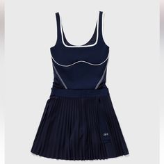 Heritage Style, Modern Excellence. This Iconic Tennis Dress From Lacoste X Eleven By Venus Is Made From Technical Fabric With A Detachable Pleated Skirt. The Mesh Back And Contrast Trim Create A Sporty, Feminine Look. Size 42 Equivalent To Xl Fitted Blue Tennis Dress, Lacoste Tennis Dress, Lacoste Dress, Venus Williams, Fashion Drawing Dresses, Heritage Fashion, Tennis Dress, Feminine Look, Contrast Trim