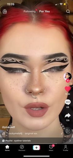 Creative Eyeliner Looks, Creative Eyeliner, Rock Makeup, Halloween Eye Makeup, Rave Makeup, Emo Makeup, Dope Makeup, Edgy Makeup