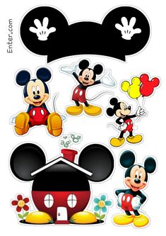 mickey and minnie mouse stickers on a white background