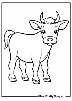 a cow with horns standing in front of a white background and the words heartcraftthings