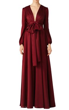 MACloth Long Sleeve V Neck Evening Gown Burgundy Mother of the Brides Burgundy Mother Of The Bride Dress, Prom Prep, Dress Tape, Winter Portrait, Brides Dress, Plus Size Wedding Gowns, Formal Cocktail Dress, Jill Stuart, Rent The Runway