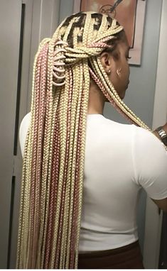 Pink Box Braids, Black Ponytail Hairstyles, Pastel Pink Hair, Box Braids Hairstyles For Black Women, Cute Braided Hairstyles, Dyed Hair Inspiration, Braids Hairstyles Pictures