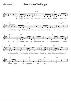 sheet music with the words snowman challenge on it