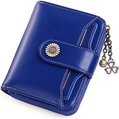 Small Women Wallet4.72 X 3.94 X 1.18" (12 X 10 X 3cm)-8 Credit Card Slots, 2 Visible Id Window, 1 Cash Compartment, 1 Zipper Coin Pocket And 1 Removable Card Sleeve (Contain 1 Card Slots & 1 Id Window). Compact Size With Enough Capacity To Hold All Kinds Of Cards And Changes You Need Daily 100% Genuine Leathertwo Kinds Of Leather Material, You'll Love Either One Of These Luxuriously Shiny Oil Wax Leather Or Elegant Lychee Grain Leather. Women's Wallet Is Handmade By Experienced Craftsmen. It Is Blue Coin Purse With Interior Card Slots, Blue Wallet With Zipper Closure For Daily Use, Blue Coin Purse With Zipper For Daily Use, Blue Wallets With Zipper Closure For Daily Use, Blue Zipper Closure Coin Purse For Daily Use, Blue Wallet With Zipper Pocket For Daily Use, Blue Rectangular Wallet With Zipper Pocket, Blue Wallet With Zipper Closure For Gift, Blue Coin Purse With Zipper Closure As Gift