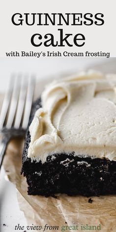 the cover of guinness cake with bailey's irish cream frosting