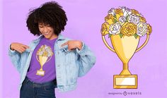 Trophy flowers t-shirt design Magazine Fonts, Shirt Advertisement, Photography Filters