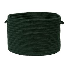 a large green rope basket on a white background