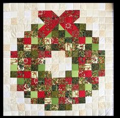 Use photo for pattern, 2" for wall hanging, or 1" for Christmas Cookie Potholder. Christmas Quilts Patterns, Christmas Present Quilt, Christmas Quilting Projects, Christmas Quilt Blocks, Christmas Tree Quilt, Christmas Patchwork, Christmas Blocks, Christmas Sewing Projects, Christmas Quilt Patterns