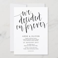 the modern calligraphy wedding reception card