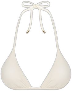 Elegant Seamless Triangle Top Swimwear, Padded Triangle Top Swimwear, Chic Beige Triangle Top Swimwear, Elegant Padded Swimwear For Beach, Elegant Bra-friendly Triangle Swimwear, Elegant White Swimwear With Padded Cups, Elegant Swimwear With Built-in Bra And Triangle Top, Classic Seamless Swimwear For Beach, Chic White Swimwear With Padded Cups