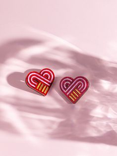 Introducing the Cher statement studs: a unique, fun, contemporary heart design.  These earrings are perfect for Valentine's Day earrings or any occasion to show a special someone they are loved. They are bold yet lightweight and comfortable to wear.  The earring posts are titanium, which is extremely durable and hypoallergenic. With their chic design and thoughtful details, they make a great gift for your BFF, mom, sister - anyone you want to show appreciation for! The timeless style of these ea Trendy Heart Earrings For Valentine's Day Anniversary, Retro Heart-shaped Earrings For Valentine's Day, Retro Heart Earrings For Valentine's Day, Retro Earrings For Valentine's Day Gift, Trendy Heart Print Earrings For Gift, Heart Print Earrings As Valentine's Day Gift, Red Heart Earrings, Teddy Bear Gifts, Statement Earring