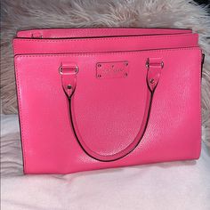 Pink, Medium-Large Kate Spade Purse. 1 Zipper Compartment And 2 Pockets Inside. Measures 12.5”Lx6”Dx9.5”H. With Brand New Unopened Shoulder Strap Measuring About 40-45”. Kate Spade Pink Everyday Shoulder Bag, Kate Spade Pink Bag With Top Carry Handle, Kate Spade Bag Pink, Kate Spade Pink Rectangular Bag, Kate Spade Pink Bag With Zipper Closure, Pink Kate Spade, Kate Spade Handbag, Kate Spade Pink Bags With Gold-tone Hardware, Bags Pink