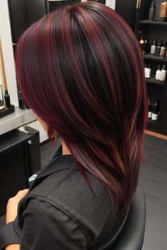 Coke Red Hair, Cherry Coke Red Hair, Black And Burgundy Hair, Black Hair With Red, Fall Hair Highlights, Hannah Murray, Red Hair Color Ideas, Choppy Bob Hairstyles For Fine Hair, Cherry Red Hair