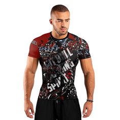 Pitbull Fighting Spirit Men's Short Sleeve Rash Guard Experience the revolution in athletic wear with the Pitbull Fighting Spirit Men's Short Sleeve Rash Guard, designed to cater to MMA fighters, BJJ practitioners, and fitness enthusiasts. This product is meticulously crafted to ensure superior comfort, flexibility, and durability for various sports activities. High-Quality Material Made from a blend of Polyester and Spandex, this short sleeve rash guard offers a second-skin slim fit that moves Technical Short Sleeve Activewear For Sports, Fitted Breathable T-shirt For Streetwear, Functional Short Sleeve Activewear For Sports, Functional Short Sleeve Activewear, Fitted Dri-fit T-shirt For Training, Sweat-resistant Short Sleeve Activewear For Sports, Moisture-wicking Fitted T-shirt For Training, Fitted Sweat-resistant T-shirt For Training, Fitted Sportswear T-shirt For Training