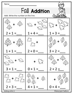 the fall addition worksheet for kids