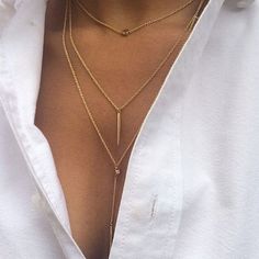 Triple Layer Necklace, Delicate Gold Necklace, Layered Chain Necklace, Multi Layer Necklace, Layered Chains, Gold Necklace Layered, Necklace Fashion, Mua Sắm, Teen Girls