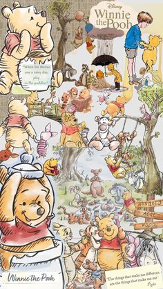 winnie the pooh poster with many different characters