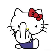 an image of a hello kitty pointing at something