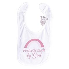 Perfectly Made by God Bib, Pink 603799659031 Cute Cotton Bib As Gift, Playful Cotton Bib As A Gift, Pink Cotton Bib As A Gift, Pink Cotton Bib As Gift, Personalized Cotton Bib As Gift, Cute Pink Bib For Gift, Cute Pink Bib As A Gift, Cute Pink Bib As Gift, Communion Cups