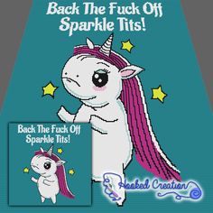 a cross stitch unicorn with pink hair and stars