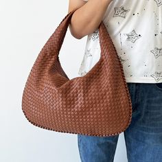 Shop Promotion 40% Off  Large Size hand woven bag. The special design makes this bag appreciated by everyone. It is very durable and especially resistant to the use and the passage of time. ☆☆This bag also has  a small size handbag, if you need, you could order it here, here is the link: https://www.etsy.com/listing/1777041025/small-hand-woven-women-bag-crescent?click_key=c58f38beac9d889eb74a8cabe04373ce272729dc%3A1777041025&click_sum=efc6e29b&ref=shop_home_active_9&pro=1&frs=1 This bag has mode Everyday Handheld Shoulder Bag With Intrecciato Weave, Woven Leather Pouch Hobo Bag, Daily Use Woven Leather Hobo Pouch Bag, Brown Handheld Bag With Intrecciato Weave, Everyday Shoulder Bag With Interwoven Design, Brown Braided Shoulder Bag For Shopping, Everyday Interwoven Shoulder Bag, Hobo Bag With Intrecciato Weave, Handheld Woven Leather Hobo Bag For Everyday