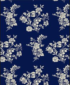 a blue and white floral pattern with flowers