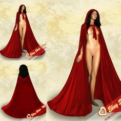 New Red Halloween Velvet Hooded Cloak/Cape/Coat Wedding Shawl Medieval Stock                                                                        &n Medieval Wedding Costume For Halloween, Gothic Fashion Men, Red Riding Hood Cosplay, Red Cape Coat, Masquerade Halloween Costumes, Burgundy Wedding Dress, Winter Cloak, Red Cloak, Red Halloween