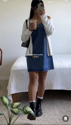 Modest Mom Outfits Fall, Late 20s Outfits Casual, Insecure Outfit Ideas, Deb Peifer Style, Summer Fits Curvy, Casual Spring Outfits Aesthetic, Casual Study Outfit, Fall Denim Dress Outfit, Cloudy Summer Day Outfit