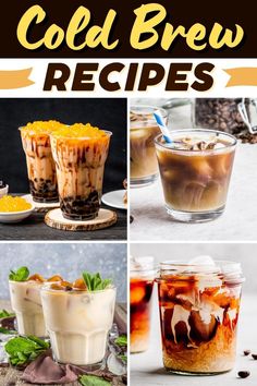 collage of cold brew recipes with text overlay