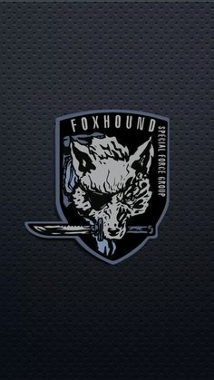 the emblem for foxhound is shown on a black background with white letters and an image of a wolf